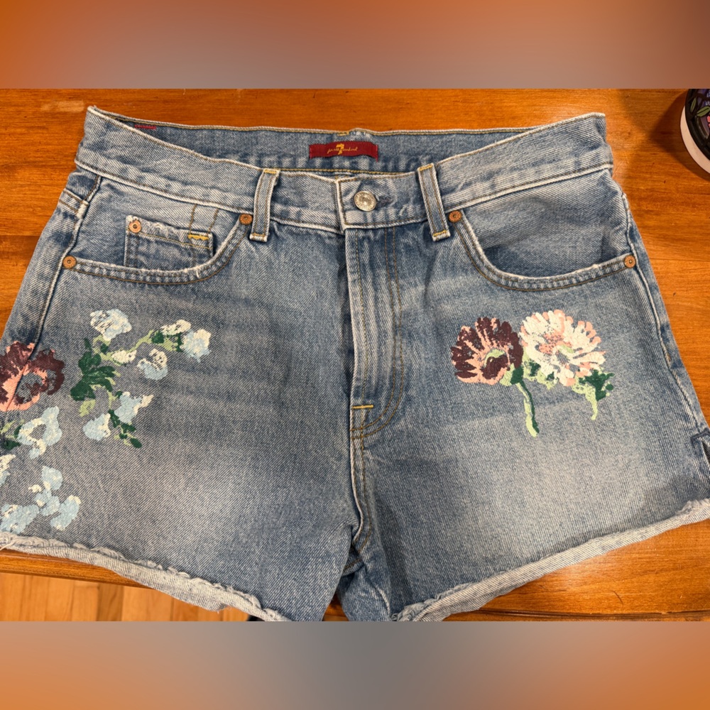 Floral Embroidered Denim Shorts